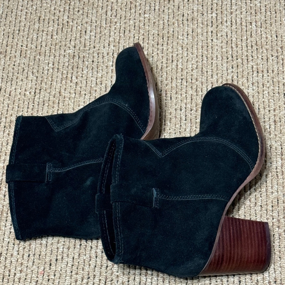 Splendid Lakota Suede Ankle Booties Size 7 Women's Black Leather Distressed - Picture 8 of 10